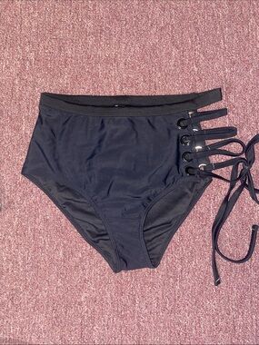 Disturbia dolls kill High-Waist Black Bikini Bottom with Side Lace-Up